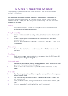 10 Kinds AI Readiness Checklist, page one